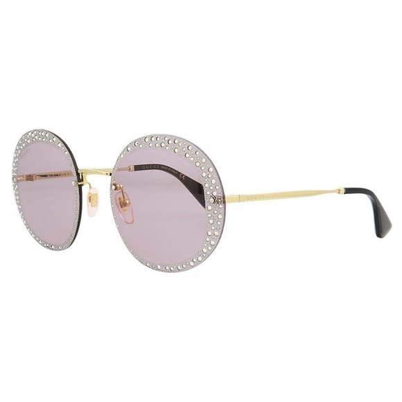 GUCCI sunglasses GG0899S 001 Gold / Violet With Crystals - Picture 1 of 2